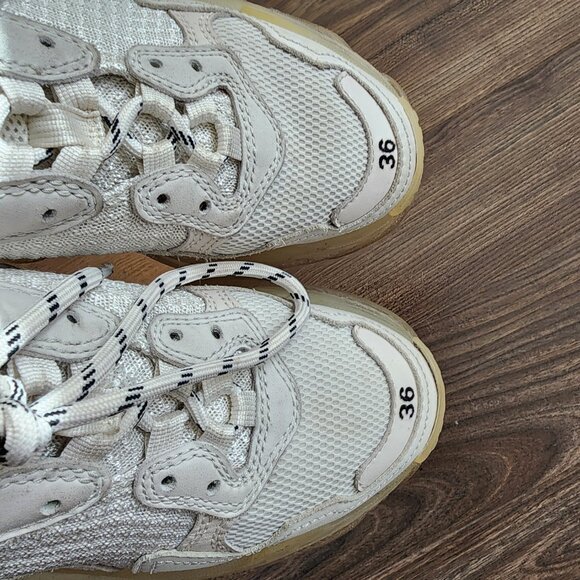 BALENCIAGA Fabric Mesh Clear Sole Triple S Sneakers - Picture 3 of 7